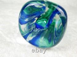 Connie and Jim Grant Art Glass Vase Celestial Glass Modern Blue Green 10-1/4in