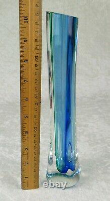 Connie and Jim Grant Art Glass Vase Celestial Glass Modern Blue Green 10-1/4in