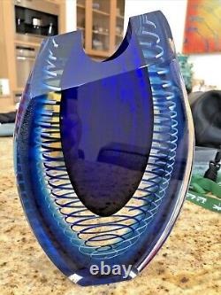 Correia Amazing Vintage Cobalt Art Glass Internal Swirl Vase