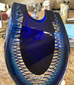 Correia Amazing Vintage Cobalt Art Glass Internal Swirl Vase