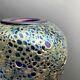 Correia Art Glass Vase Cobalt Textured Iridescent- Vintage Signed