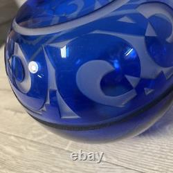 Correia Cameo Cobalt Blue Art Glass Vase L. E. /Signed