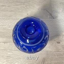 Correia Cameo Cobalt Blue Art Glass Vase L. E. /Signed