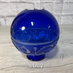 Correia Cameo Cobalt Blue Art Glass Vase L. E. /Signed
