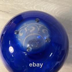 Correia Cameo Cobalt Blue Art Glass Vase L. E. /Signed