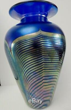 Correia Cobalt Pulled Feather Signed And Numbered Correia Vase