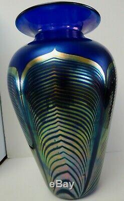 Correia Cobalt Pulled Feather Signed And Numbered Correia Vase