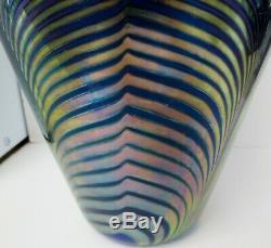 Correia Cobalt Pulled Feather Signed And Numbered Correia Vase