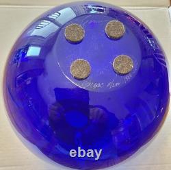 Correia Signed, Large Art Glass Vase, Cobalt Blue Cut Back Cameo 11 Of 200 7