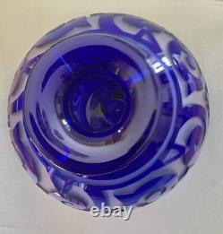 Correia Signed, Large Art Glass Vase, Cobalt Blue Cut Back Cameo 11 Of 200 7