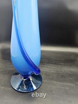 Cristalleria Betti Fratelli Empoli Murano Glass Blue Case Footed Vase 19 1/4 T