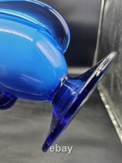 Cristalleria Betti Fratelli Empoli Murano Glass Blue Case Footed Vase 19 1/4 T
