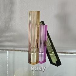 Crystal geometric Bud Vases sculpture. Set of 3 blue, Pink, Green