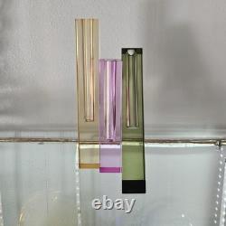 Crystal geometric Bud Vases sculpture. Set of 3 blue, Pink, Green