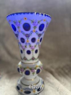 Crystalex Bohemia Crystal Blue Cut Out Vase Made In Czech Republic 10 Inch Tall
