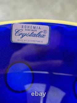 Crystalex Bohemia Crystal Blue Cut Out Vase Made In Czech Republic 10 Inch Tall