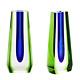 Czech Art Glass Submerged Vase Pavel Exbor Eye Catching Royal Blue / Green