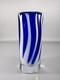Czech Art Glass Vase Beranek Glassworks Blue And White Mid Century Modern MCM