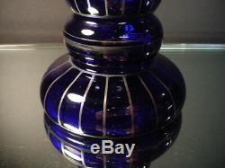 Czech Art Glass Wiener Werkstatte 12 Ht Cobalt Vase withSilver Powolny Art Deco