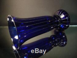 Czech Art Glass Wiener Werkstatte 12 Ht Cobalt Vase withSilver Powolny Art Deco