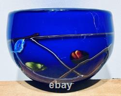 Czech Bohemian Catti Åselius Lidbeck Cobalt Blue Millefiori Art Glass Bowl OOAK