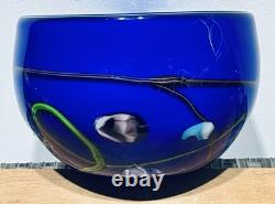 Czech Bohemian Catti Åselius Lidbeck Cobalt Blue Millefiori Art Glass Bowl OOAK