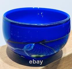 Czech Bohemian Catti Åselius Lidbeck Cobalt Blue Millefiori Art Glass Bowl OOAK
