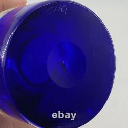 Czech Signed Studio Art Hand Blown Bullicante Cobalt Heavy Glass Vase