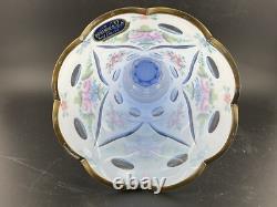 Czech bohemian overlay glass vase white over blue 8