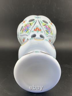 Czech bohemian overlay glass vase white over blue 8
