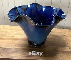 Dan Bergsma Chihuly Studio contemporary blown glass art vase / bowl 1987 signed