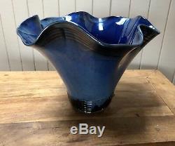 Dan Bergsma Chihuly Studio contemporary blown glass art vase / bowl 1987 signed
