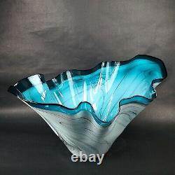 Dan Bergsma Signed Pilchuck Art Glass Freeform Handkerchief Centerpiece Bowl