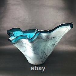 Dan Bergsma Signed Pilchuck Art Glass Freeform Handkerchief Centerpiece Bowl