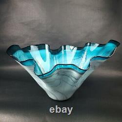 Dan Bergsma Signed Pilchuck Art Glass Freeform Handkerchief Centerpiece Bowl
