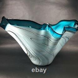 Dan Bergsma Signed Pilchuck Art Glass Freeform Handkerchief Centerpiece Bowl