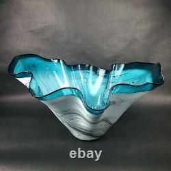 Dan Bergsma Signed Pilchuck Art Glass Freeform Handkerchief Centerpiece Bowl