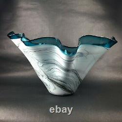 Dan Bergsma Signed Pilchuck Art Glass Freeform Handkerchief Centerpiece Bowl