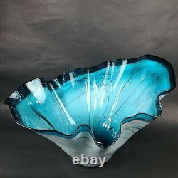 Dan Bergsma Signed Pilchuck Art Glass Freeform Handkerchief Centerpiece Bowl