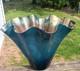 Dan Bergsma red gold swirl art glass handkerchief vase bowl Blue Black Gold