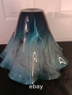 Dan Bergsma red gold swirl art glass handkerchief vase bowl Blue Black Gold