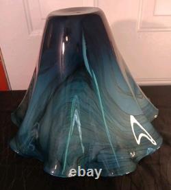 Dan Bergsma red gold swirl art glass handkerchief vase bowl Blue Black Gold