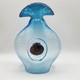 Daniel Gaumer Blue Glass Vase #36 pate de verre Shell Glows Green