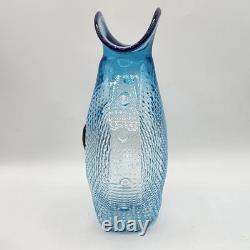 Daniel Gaumer Blue Glass Vase #36 pate de verre Shell Glows Green