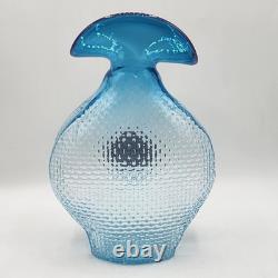 Daniel Gaumer Blue Glass Vase #36 pate de verre Shell Glows Green