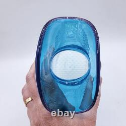 Daniel Gaumer Blue Glass Vase #36 pate de verre Shell Glows Green