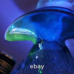 Daniel Gaumer Blue Glass Vase #36 pate de verre Shell Glows Green