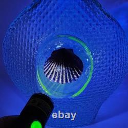 Daniel Gaumer Blue Glass Vase #36 pate de verre Shell Glows Green