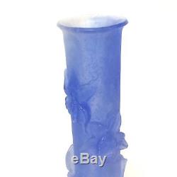 Daum Crystal Amaryllis Blue Bud Vase 1990's