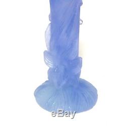 Daum Crystal Amaryllis Blue Bud Vase 1990's